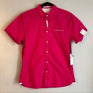 Paper Denim & Cloth Yachting Pink Mens Button Down Short Sleeve Shirt Large